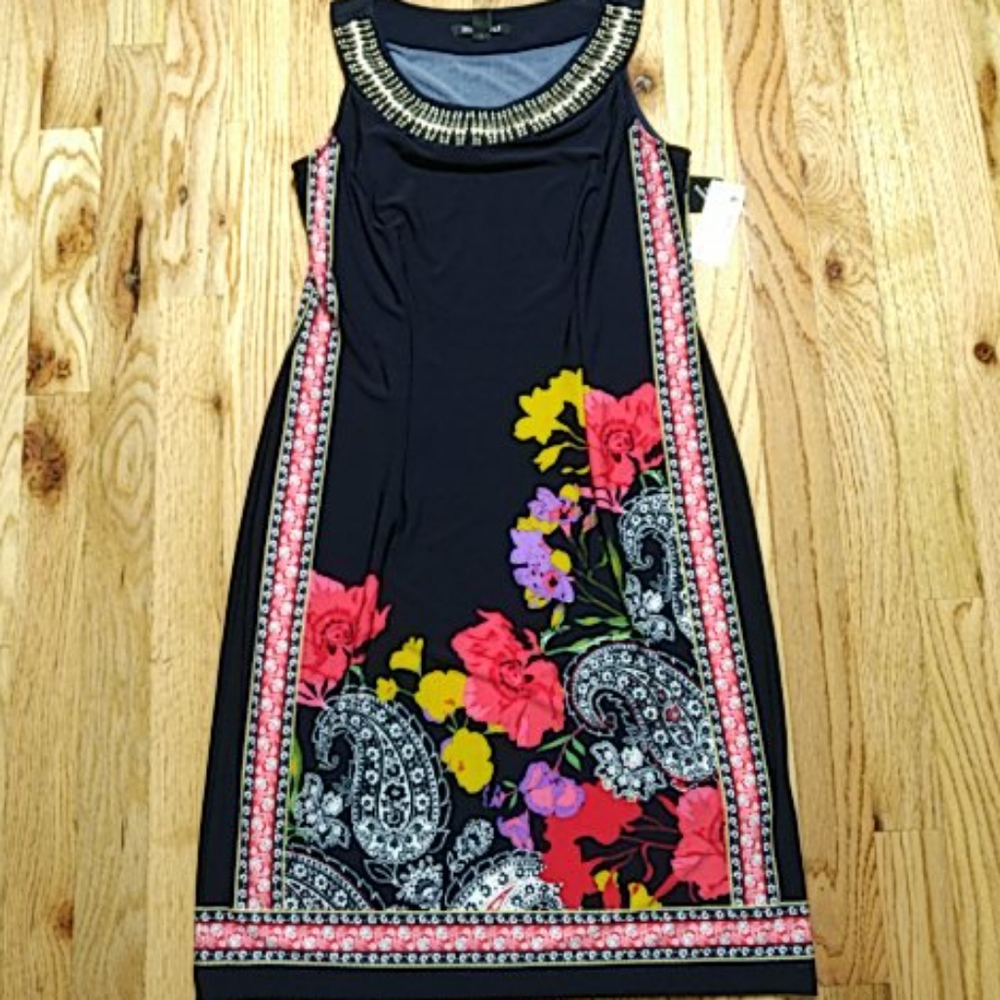 NWT Navy Floral Paisley Halter Dress